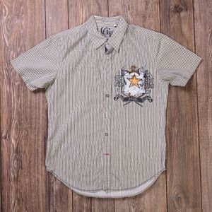 Guess Striped One Pearl Snap Button Up Shirt